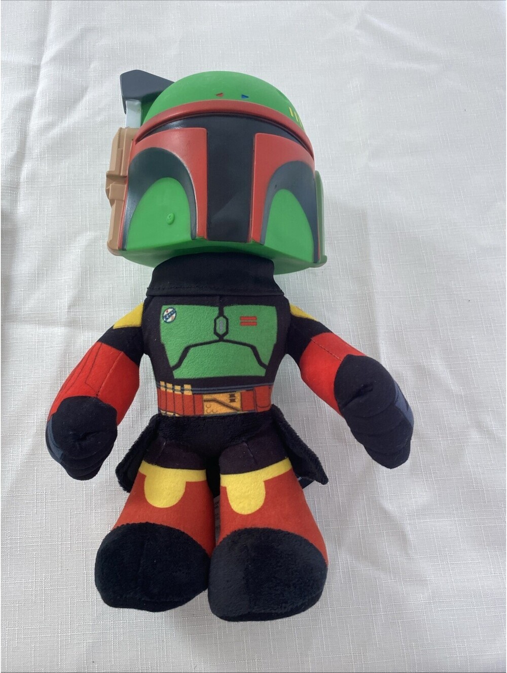 Star Wars Boba Fett Plush Stuff Toy Plastic Head 2021 Mattel Talks/Records Works